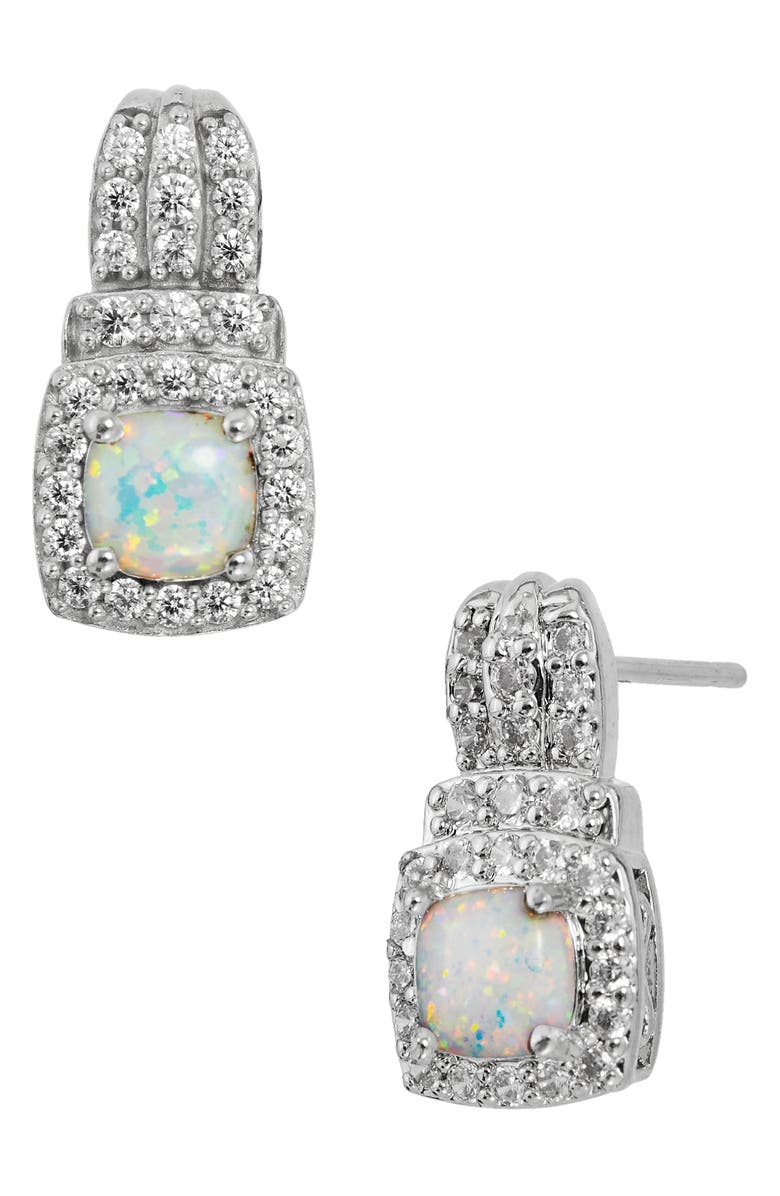 SAVVY CIE JEWELS CZ Pavé Created Opal Drop Earrings, Main, color,