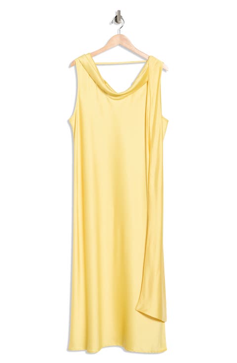 Cowl Neck Satin Maxi Dress (Plus)