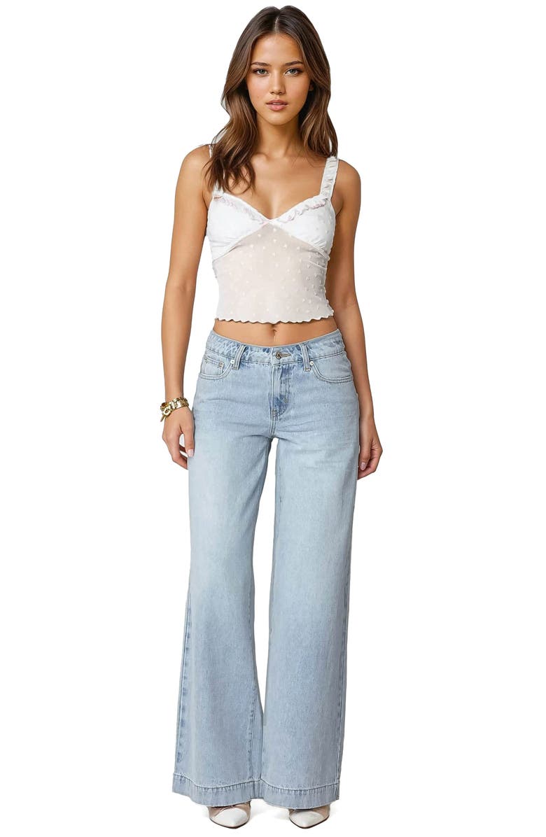 EDIKTED Posey Heart Embroidery Stretch Cotton Mesh Tank, Alternate, color, White