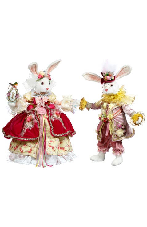 Mr & Mrs Cotton Tail Rabbit, Set of  2,  Mediume