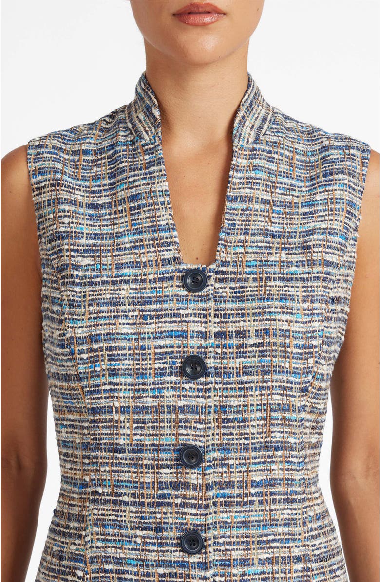 Santorelli Victoria Sleeveless Tweed Shift Dress, Alternate, color, Indigo