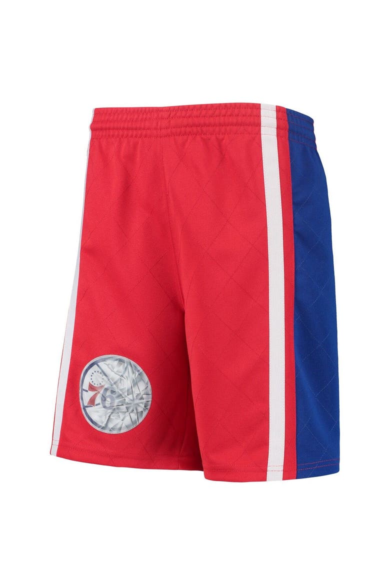 Youth Mitchell & Ness Red Philadelphia 76ers 1996 Hardwood Classics 75th Anniversary Swingman Shorts, Alternate, color, Red