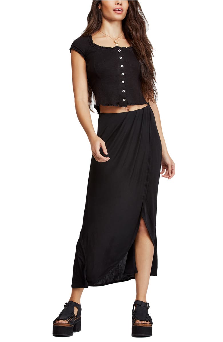 Free People Smoke & Mirrors Faux Wrap Skirt, Alternate, color, 