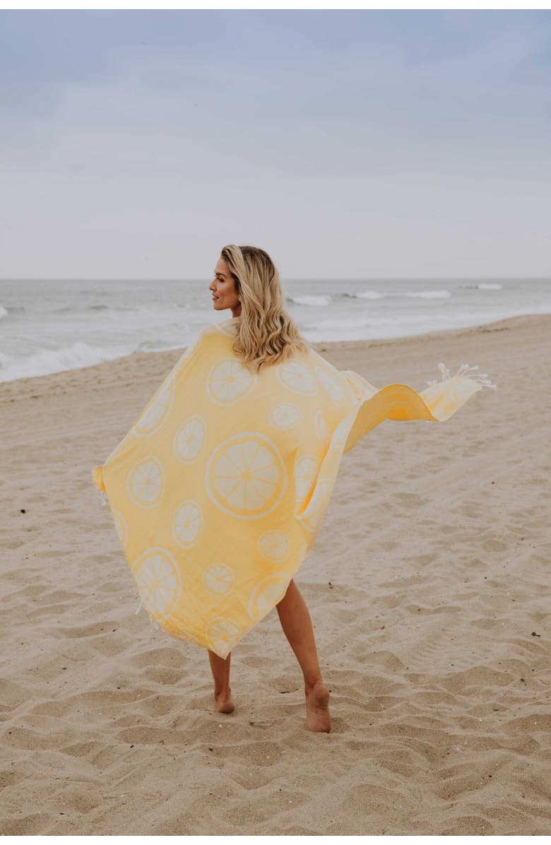 InfuseZen Citrus Lemon Organic Cotton Reversible Turkish Towel, Alternate, color, 