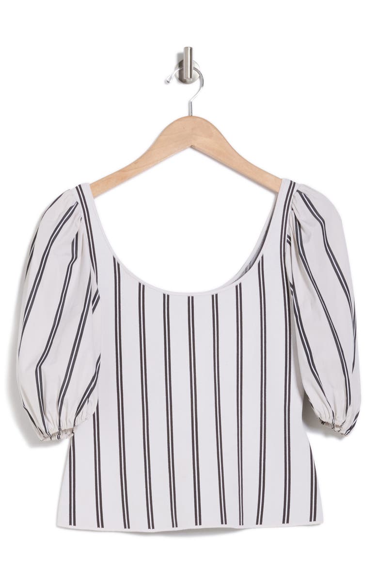 Theory Stripe Puff Sleeve Crop Top, Alternate, color,