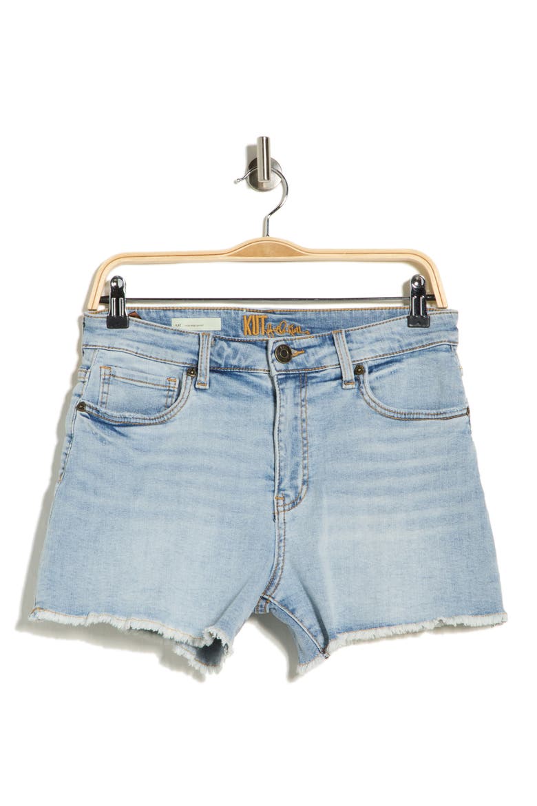 Kat Frayed Hem High Waist Denim Shorts, Alternate, color, FIG W/MED BASE