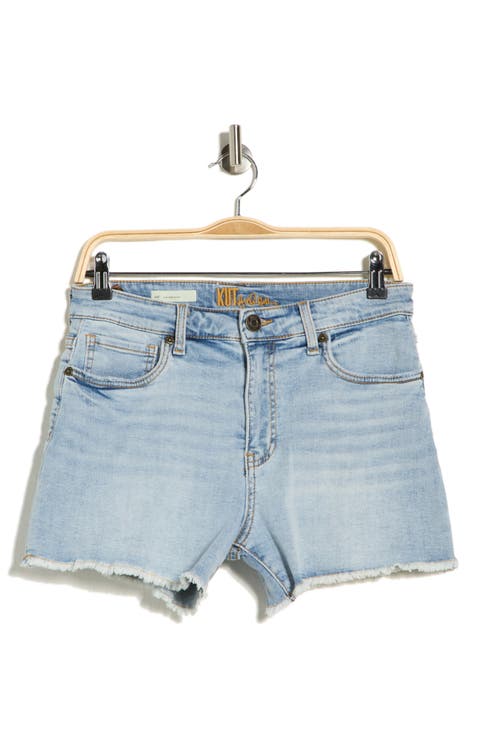 Kat Frayed Hem High Waist Denim Shorts