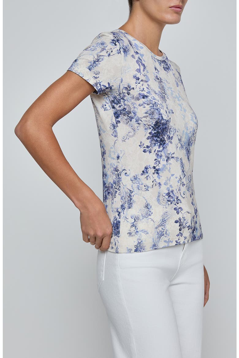 Ressi Mixed Print Top, Alternate, color, IVORY/ BLUE WATERCOLOR PAISLEY