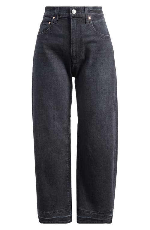 Paige Arellia High Waist Release Hem Ankle Barrel Leg Jeans In Gray