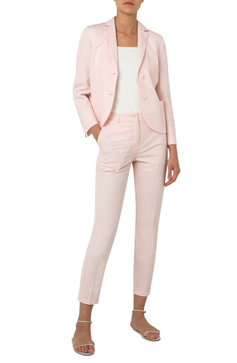 Akris punto Cotton Blend Seersucker Blazer, Alternate, color, 