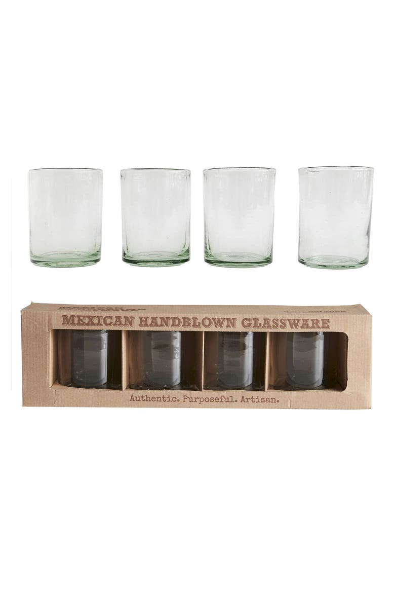 Handblown Glasses DOF - Set of 4, Main, color, Clear