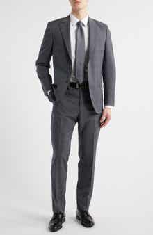 Peter Millar Flynn Classic Fit Charcoal Grey Plaid Wool Suit