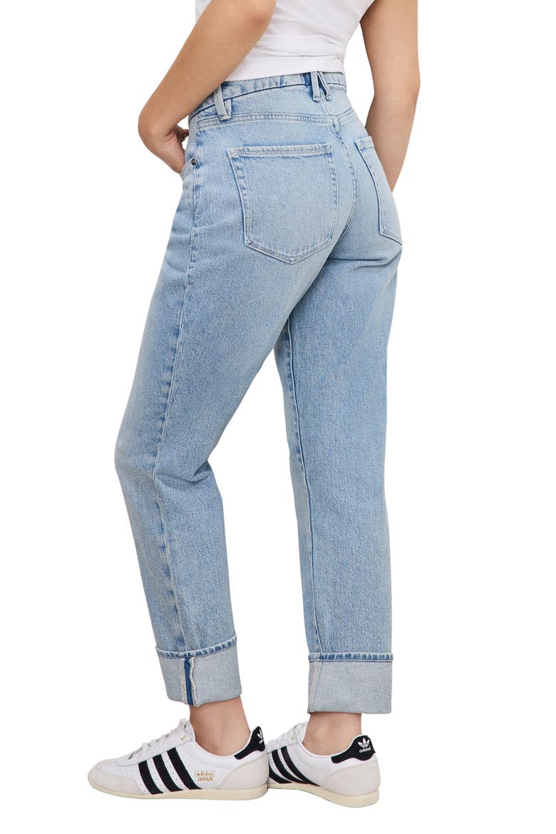 Cuffed High Waist Straight Leg Jeans, Alternate, color, INDIGO750