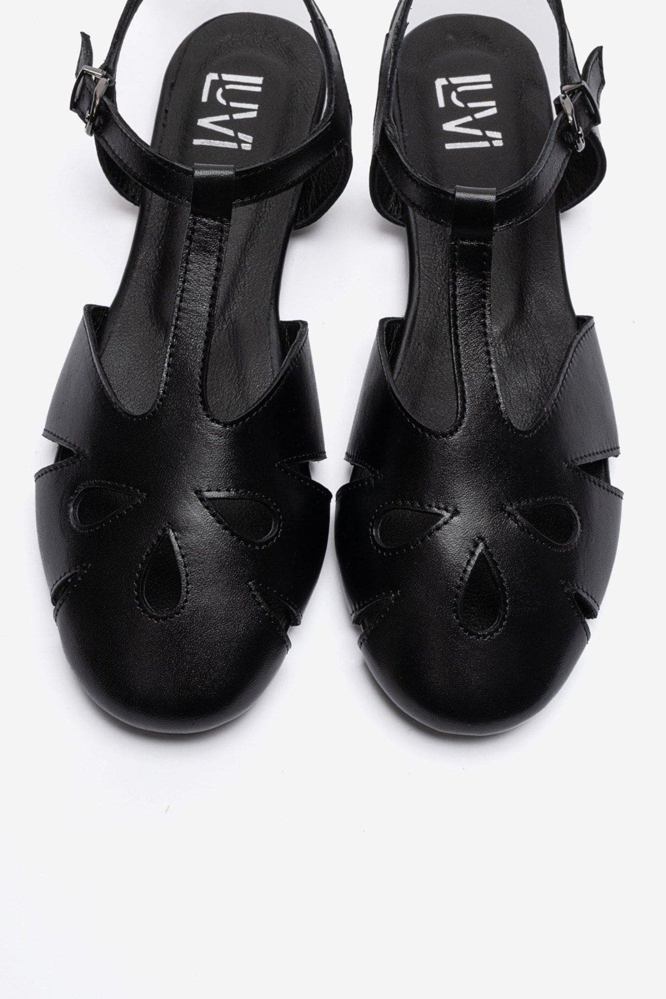 Nathalie Leather Ankle Strap Sandal, Alternate, color, Black