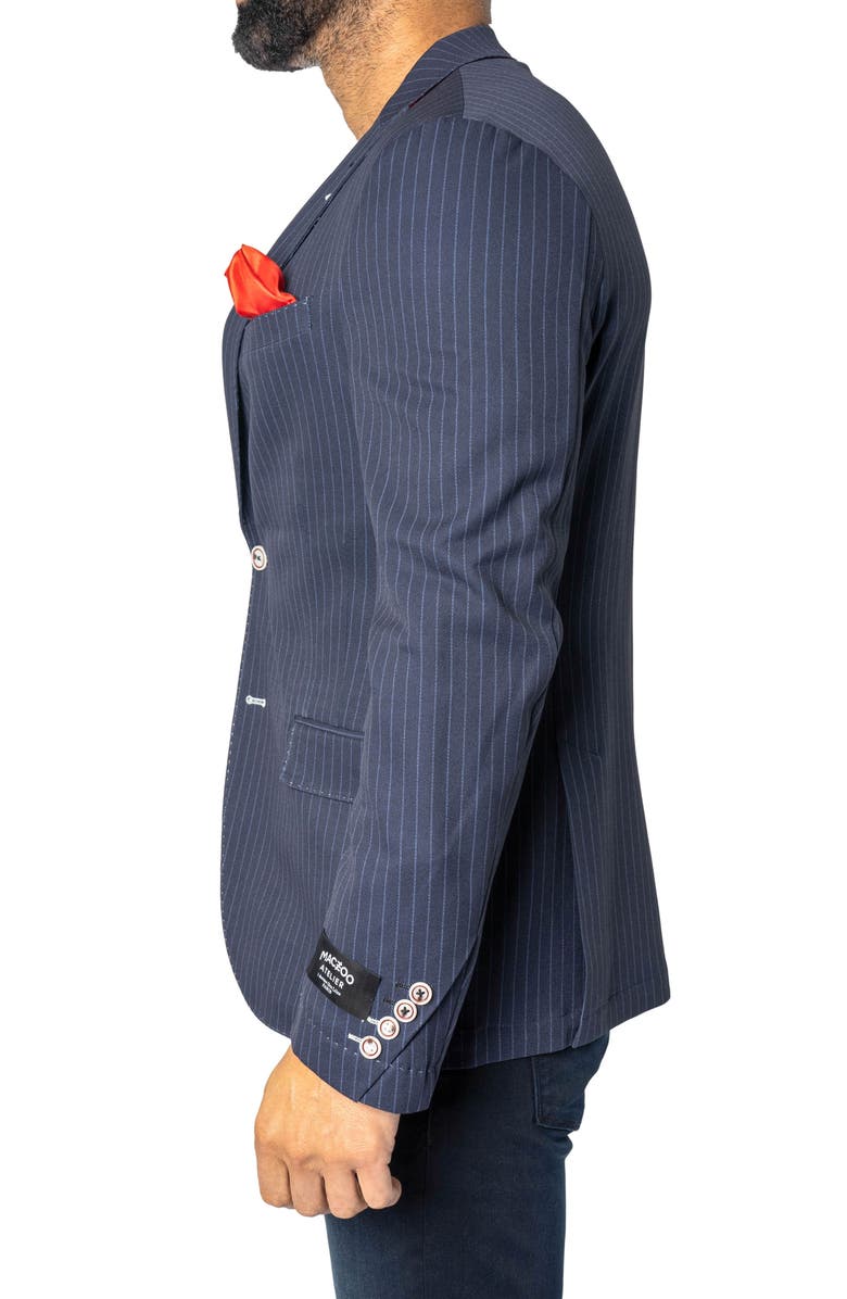 Maceoo Descartes Unconstructed Pinstripe Capone Blue Blazer, Alternate, color, 