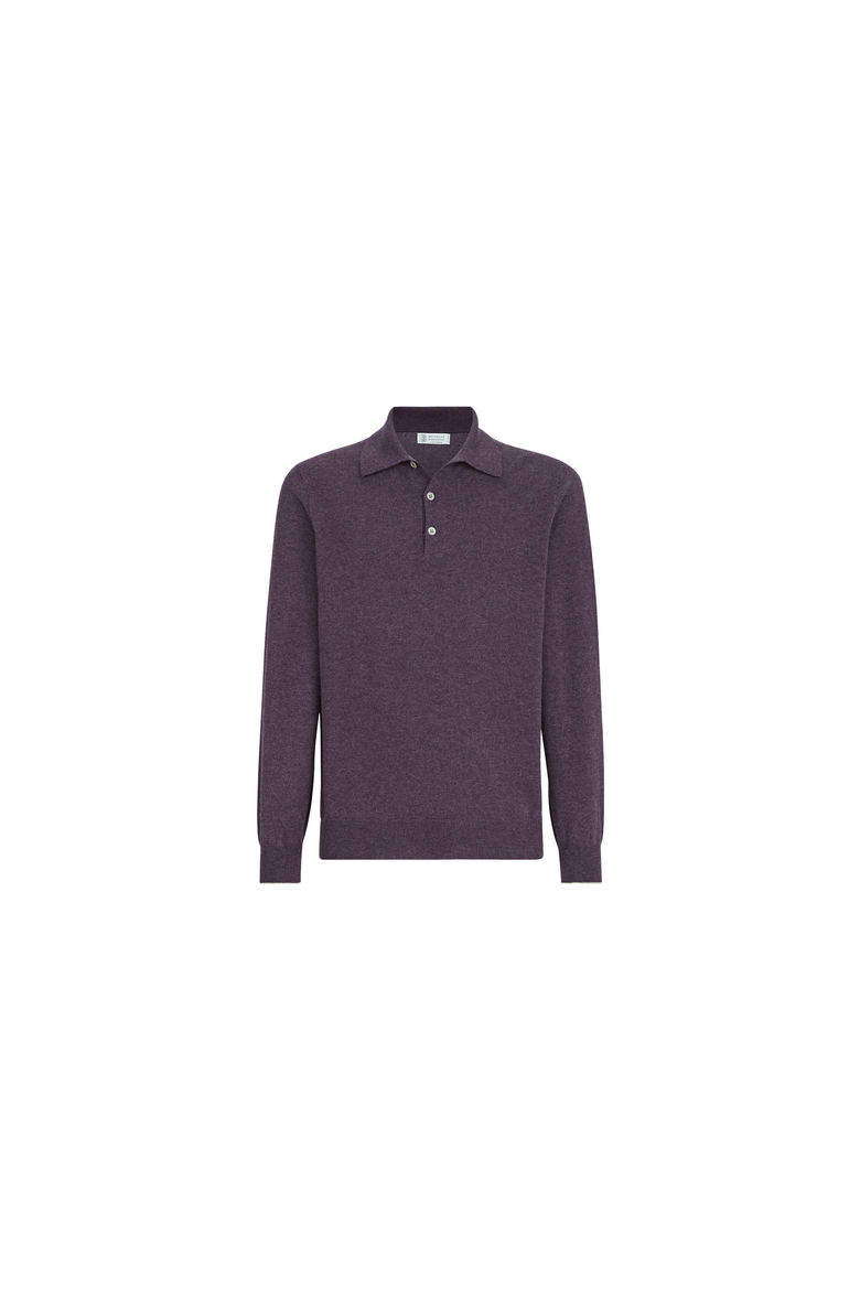 Cashmere knit polo shirt, Alternate, color, Blueberry
