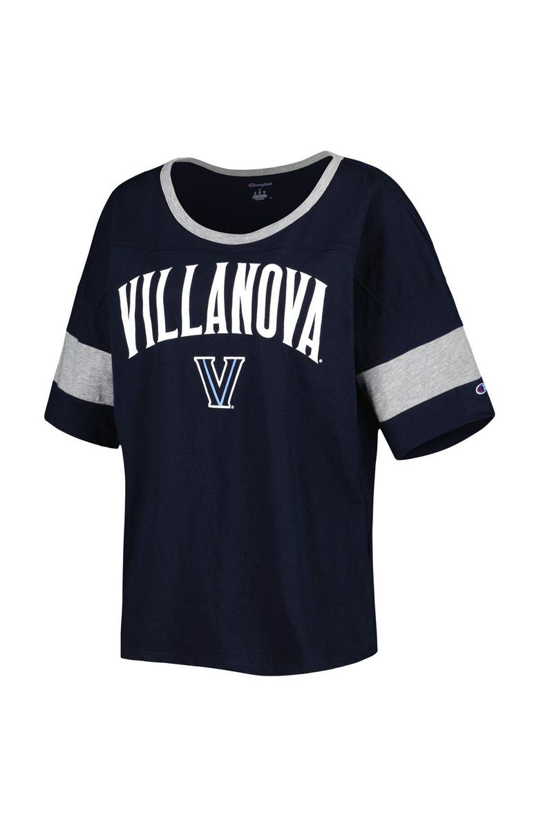 Champion Women's Champion Navy Villanova Wildcats Jumbo Arch Striped Half-Sleeve T-Shirt, Alternate, color, 