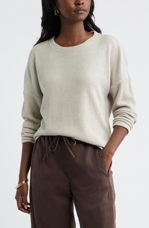 Long Sleeve Waffle Knit T-Shirt