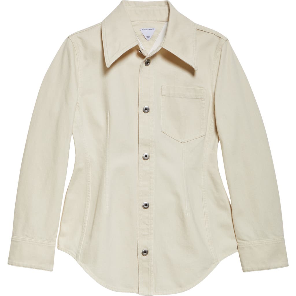 Bottega Veneta Cotton Denim Button-up Shirt In Pale Meringue