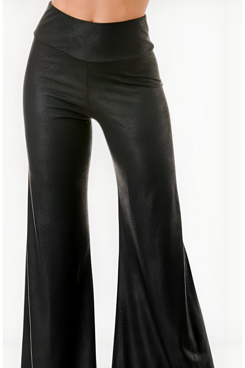 High Waist Wide-Leg Pants with Flared Silhouette, Alternate, color, Black