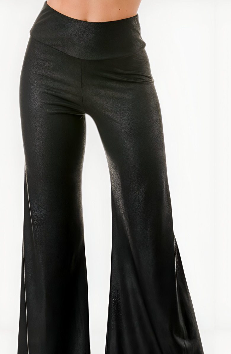 Modenaire High Waist Wide-Leg Pants with Flared Silhouette, Alternate, color, Black