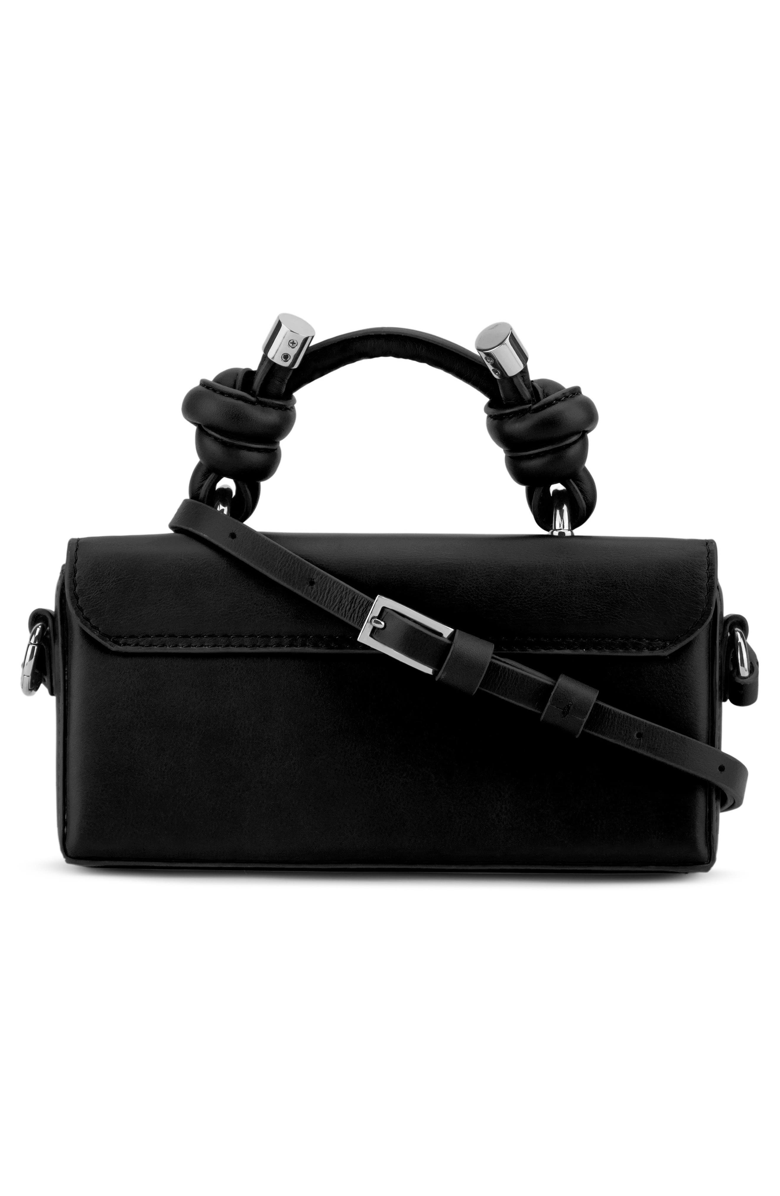 behno Micro Mary Soft Metallic Leather Crossbody Bag, Alternate, color, Black Nappa