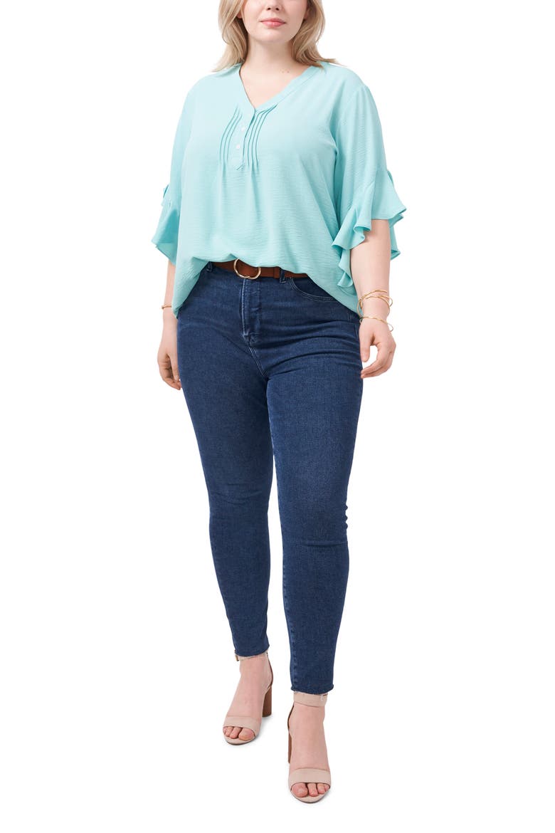 Flutter Sleeve Blouse, Alternate, color, CRYSTAL LAKE