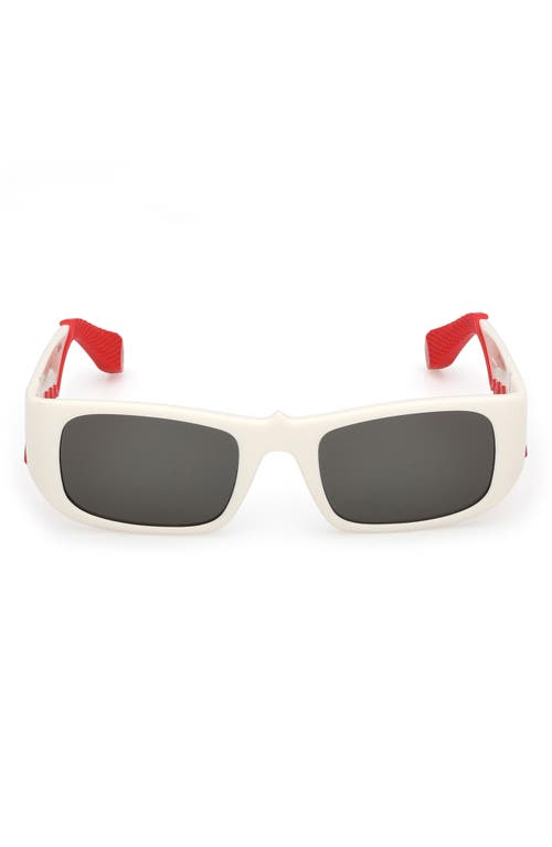Christian Louboutin 53mm Loubishark Rectangular Sunglasses in White/Smoke Grey  product