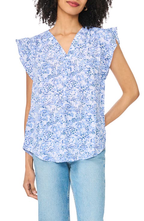 Print Flutter Sleeve Blouse