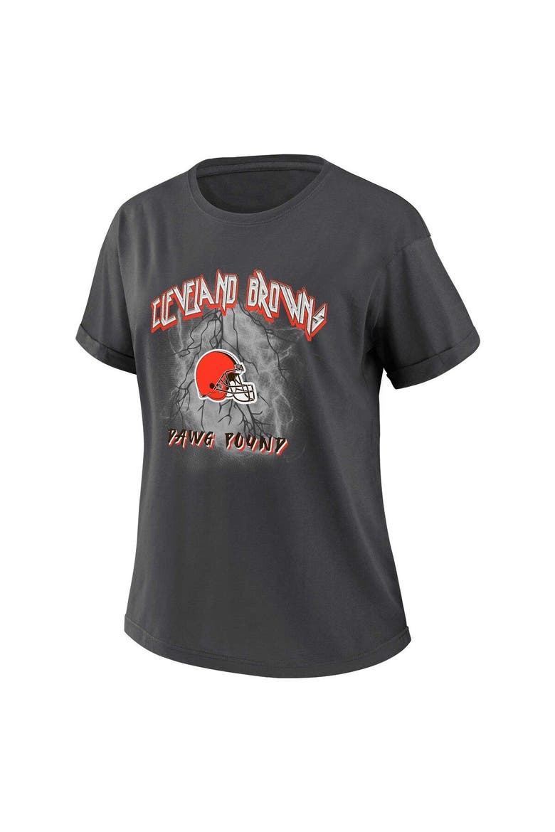 Women's WEAR by Erin Andrews Charcoal Cleveland Browns Boyfriend T-Shirt, Alternate, color, Charcoal