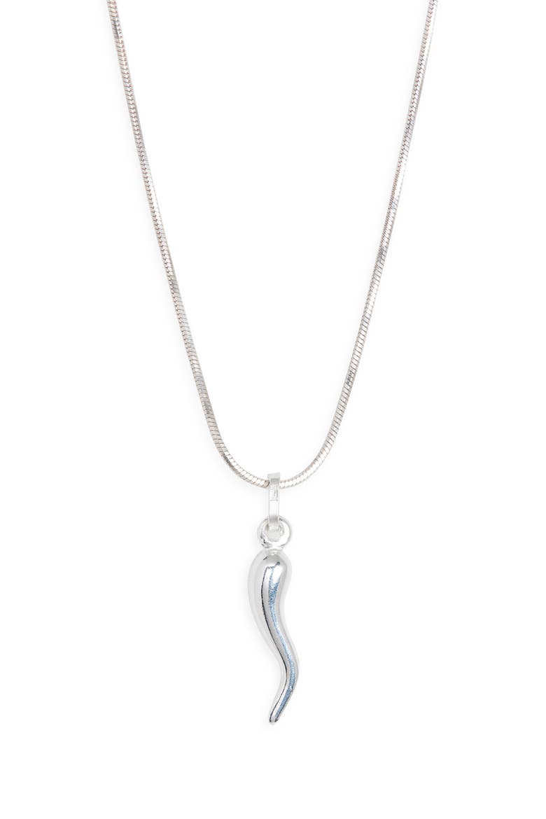 Benedetto Cornicello Pendant Necklace, Main, color, SILVER