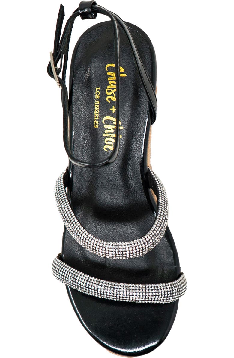 CHASE AND CHLOE Rhinestone Strap Espadrille Wedge Sandal, Alternate, color,
