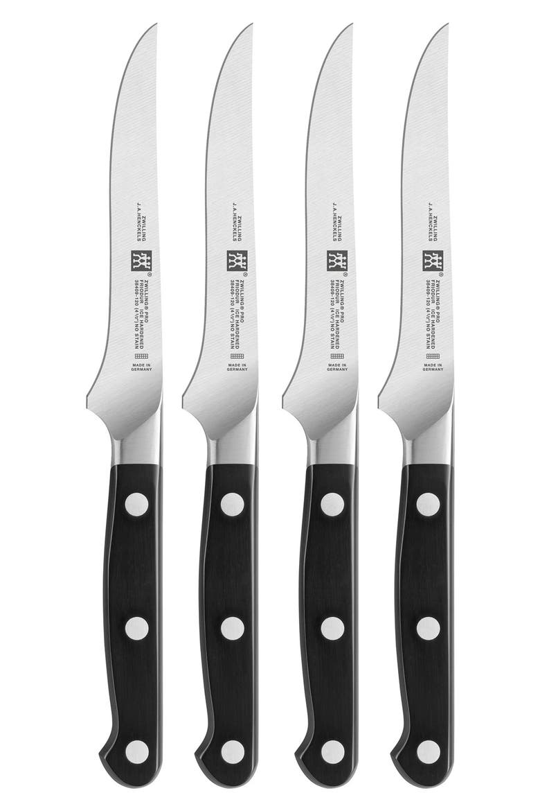 J.A. Henckels 'Pro' Steak Knives, Main, color, BLACK/STAINLESS STEEL