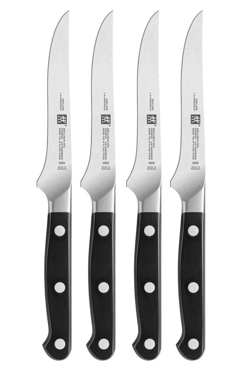ZWILLING J.A. Henckels 'Pro' Steak Knives, Main, color, Black/ Silver
