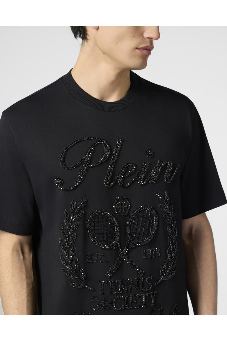 Round Neck T-Shirt Tennis Society Men, Alternate, color, black/black