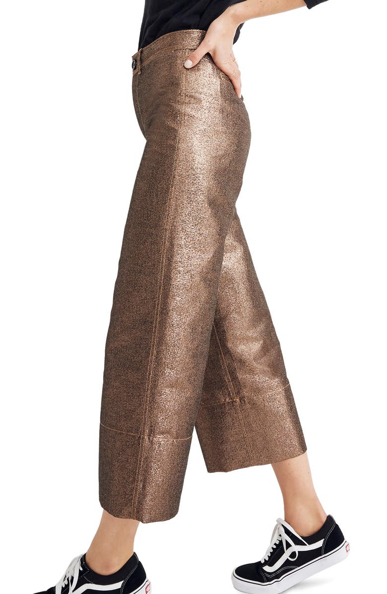 Madewell Langford Metallic Crop Wide Leg Pants, Alternate, color,