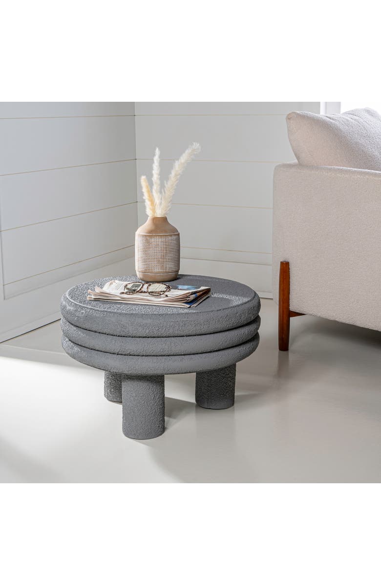 JONATHAN Y Rashida Contemporary Minimalist Curvy Low Indoor/Outdoor Accent Table, Alternate, color, Gray Frosted