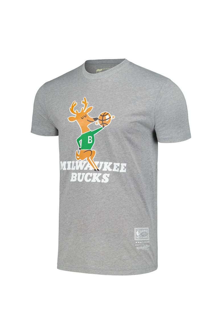 Unisex Mitchell & Ness Gray Milwaukee Bucks Hardwood Classics MVP Throwback Logo T-Shirt, Alternate, color, Gray