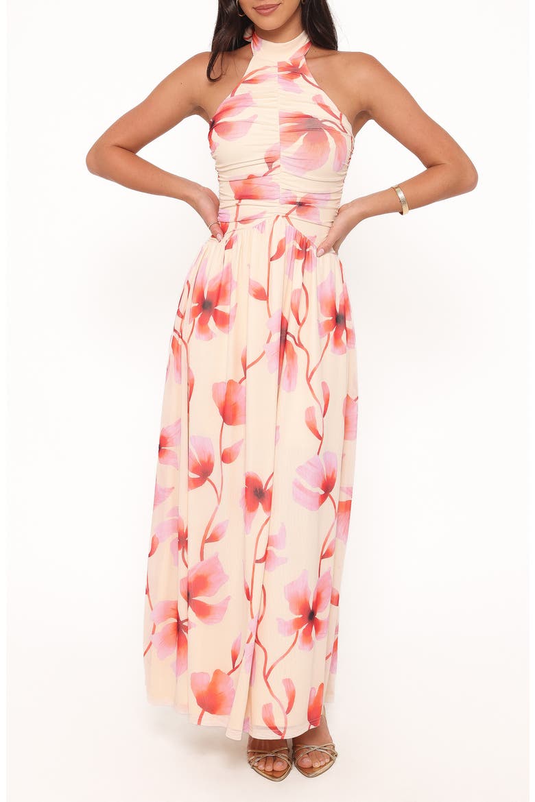 Kaira Halter Neck Maxi Dress, Main, color, PINK FLORAL