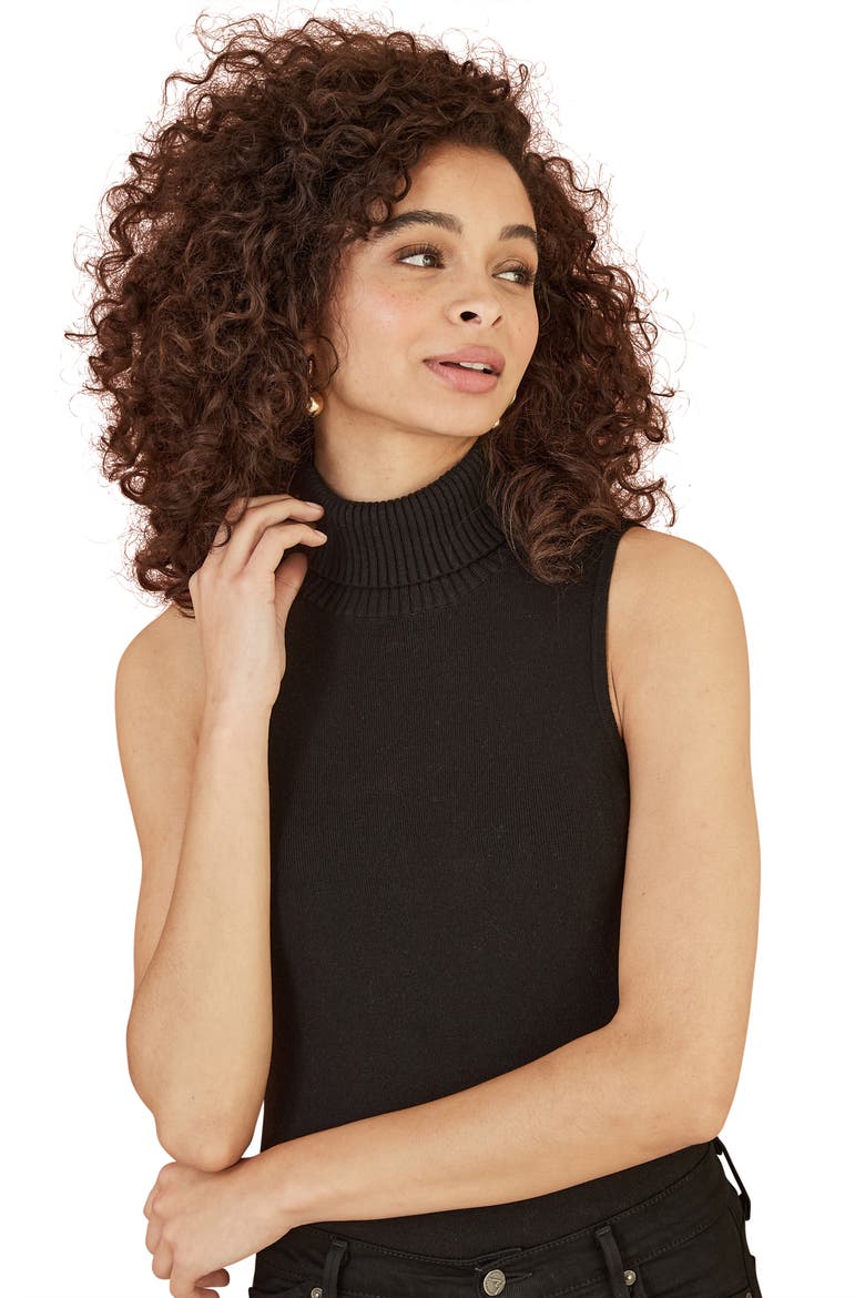Roll Neck Sleeveless Sweater, Main, color, Black
