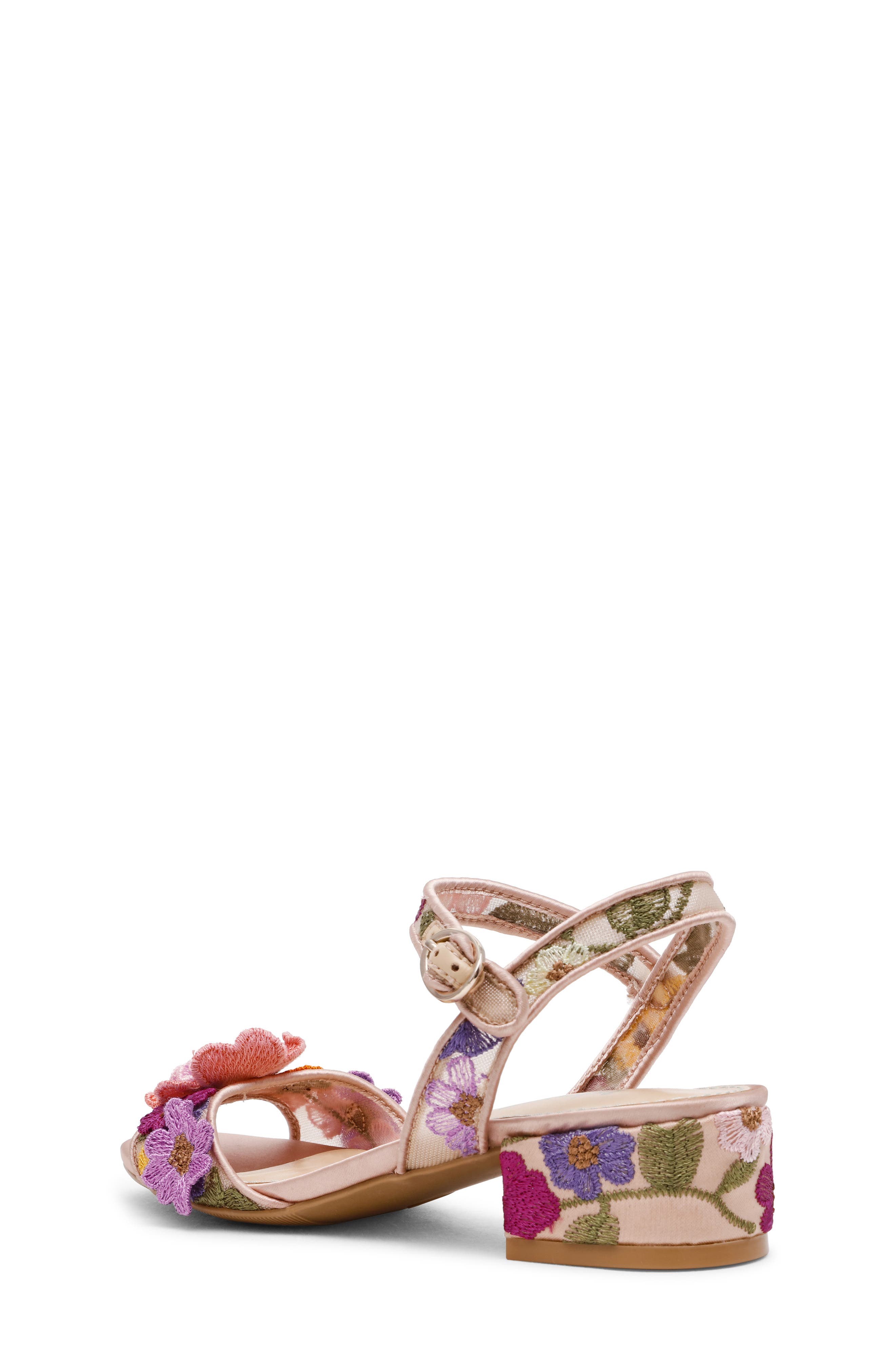 Betsey Johnson Kids
 Blare Ankle Strap Sandal, Alternate, color, Beige Multi