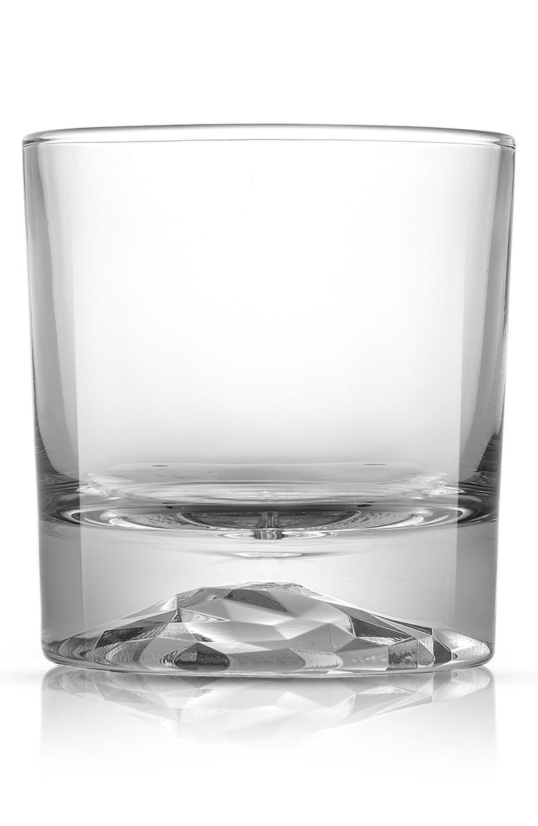 JoyJolt Set of 4 Radiant Double Old-Fashioned Mountain Whiskey Glasses, Main, color, Clear