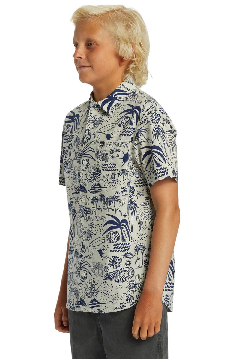 Quiksilver Kids' Aero Flow Classic Short Sleeve Button-Up Shirt, Alternate, color, 