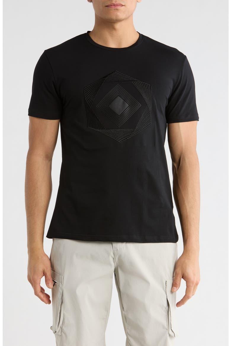 3D Abstract Graphic T-Shirt, Main, color, BLACK