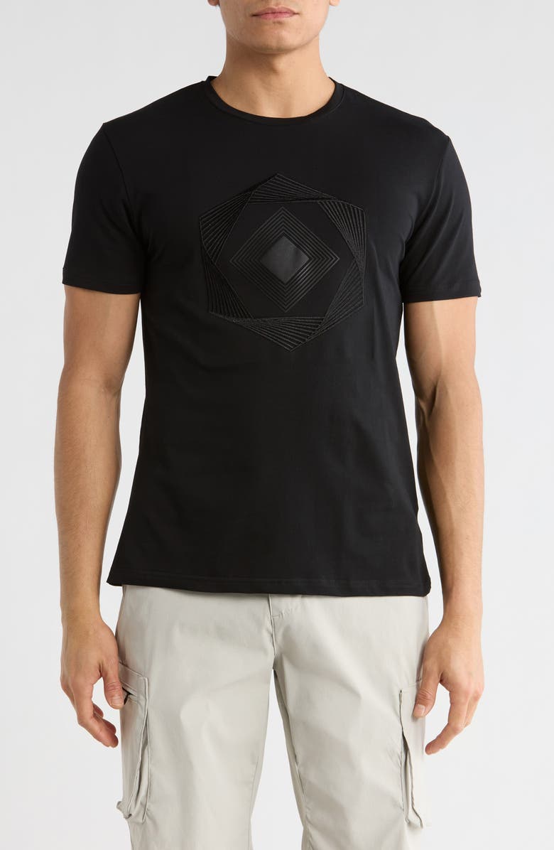 T.R. PREMIUM 3D Abstract Graphic T-Shirt, Main, color, Black