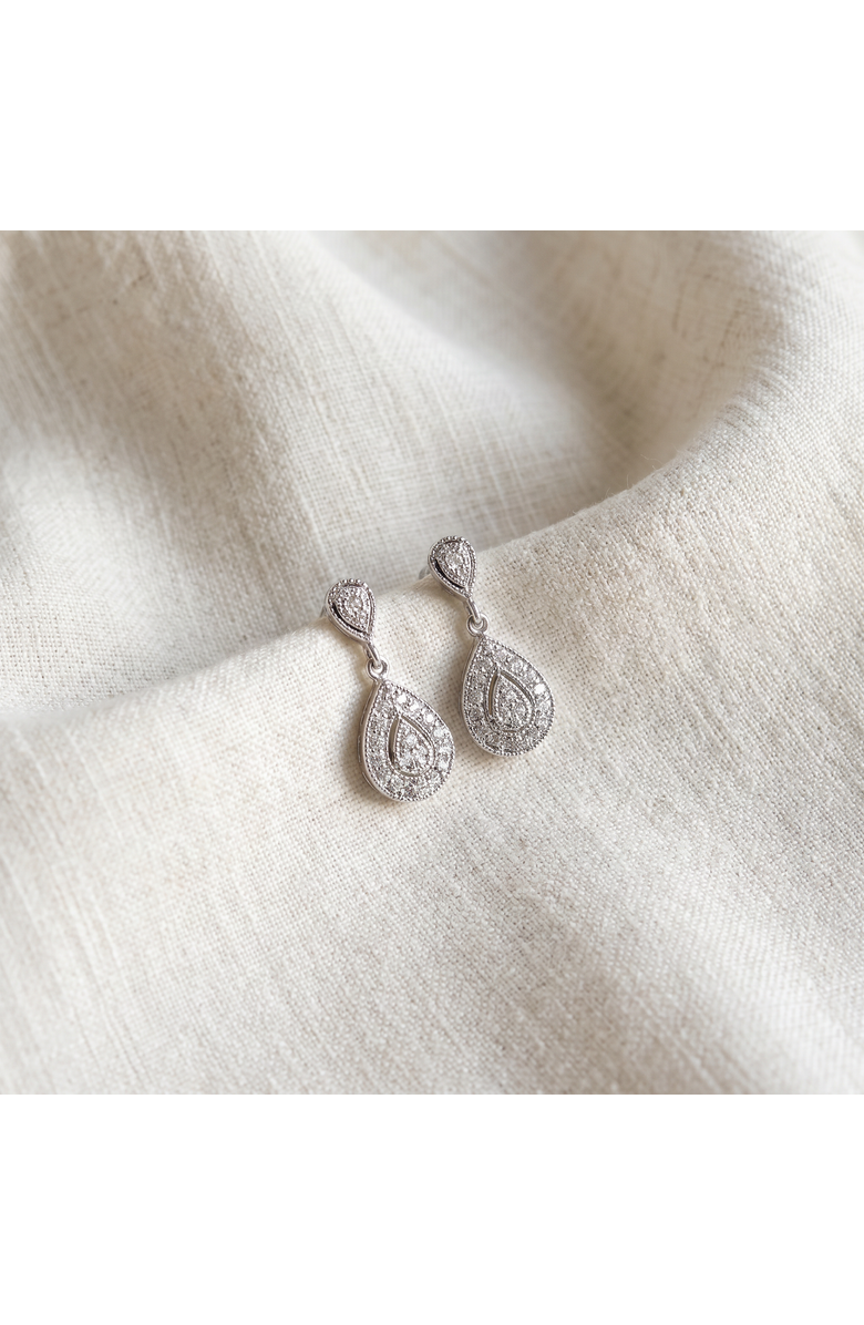 Bliss Diamond 1/2Ct Diamond Pear Shape Dangle Earrings 5/8" Tall Screw Back, Alternate, color, Gold Silver