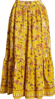 Cleobella Charlene Mixed Print Organic Cotton Voile Maxi Skirt