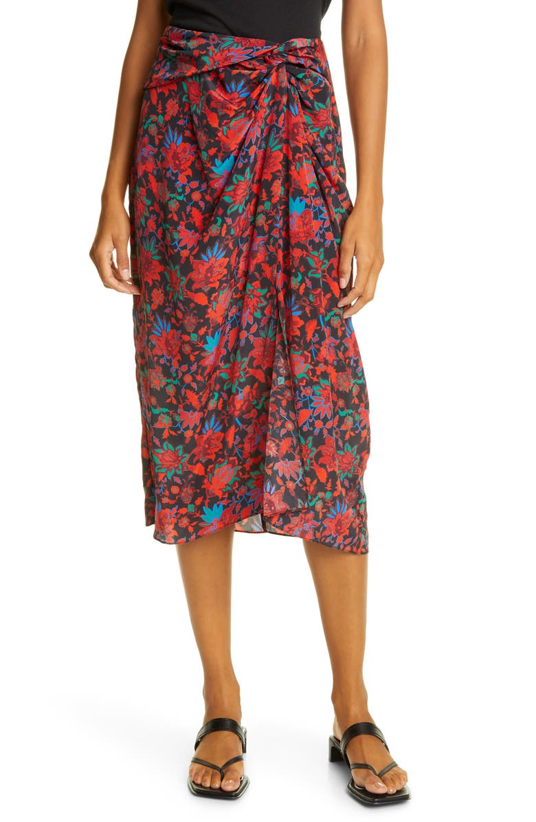 rag & bone Amber Silk Midi Skirt, Main, color,