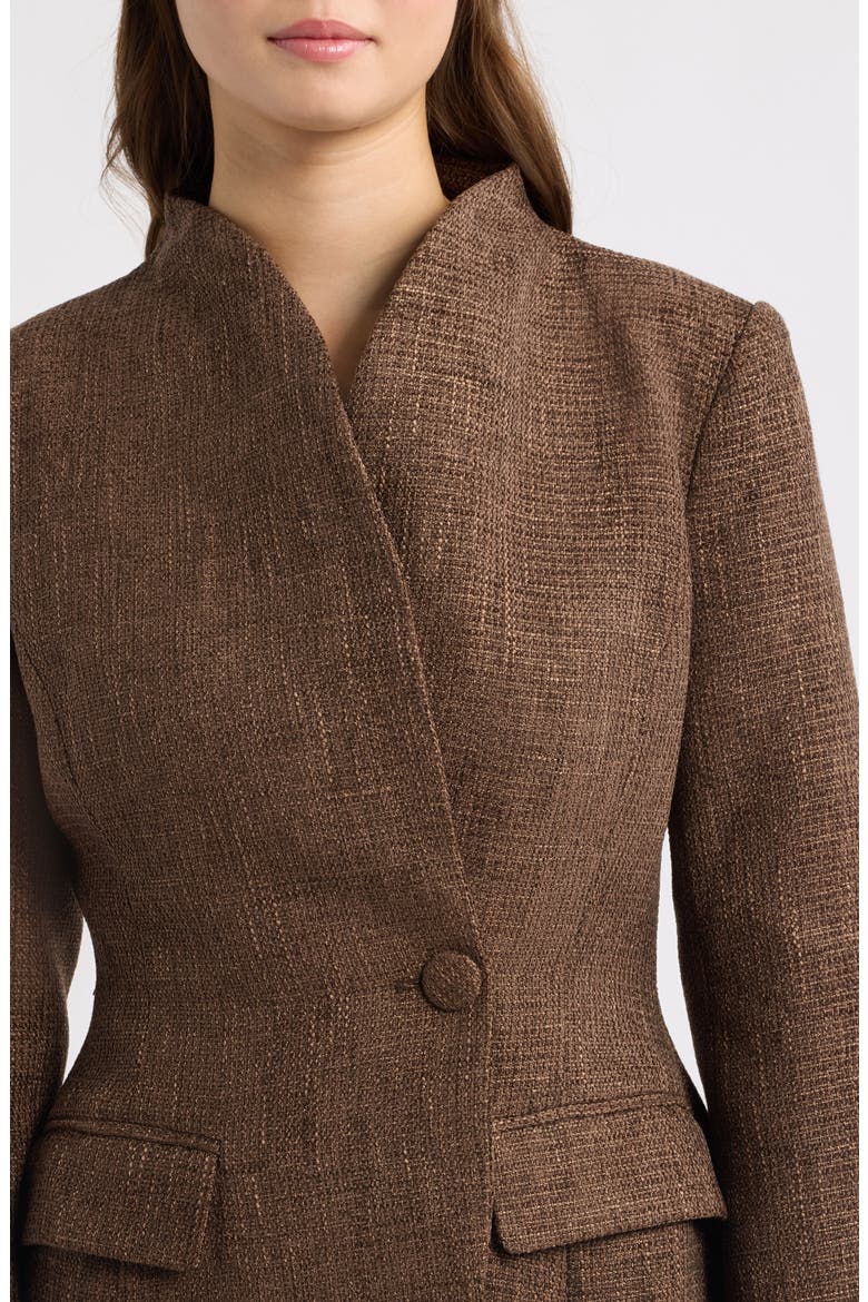 Tweed Tailored Blazer, Main, color, DARK BROWN