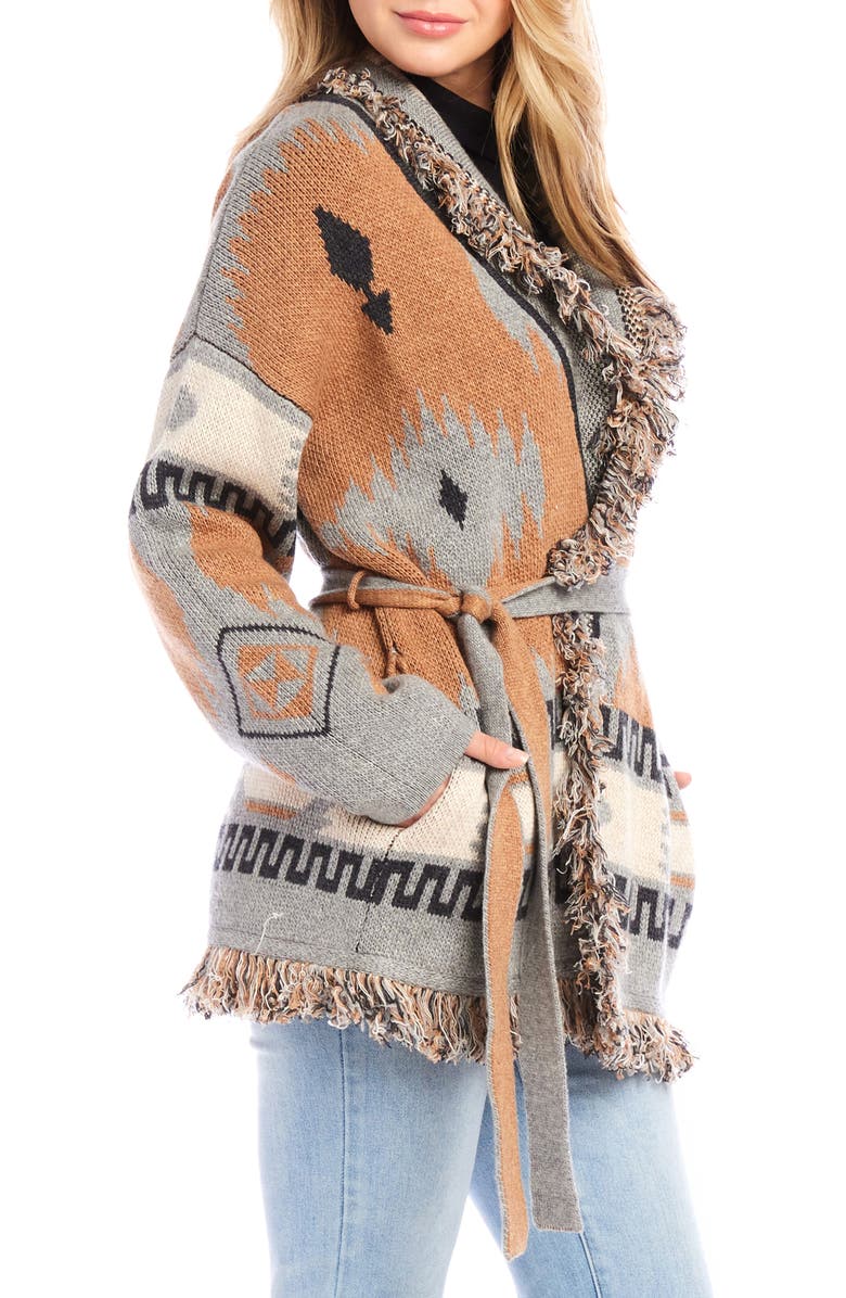 Karen Kane Jacquard Belted Cardigan, Alternate, color, 